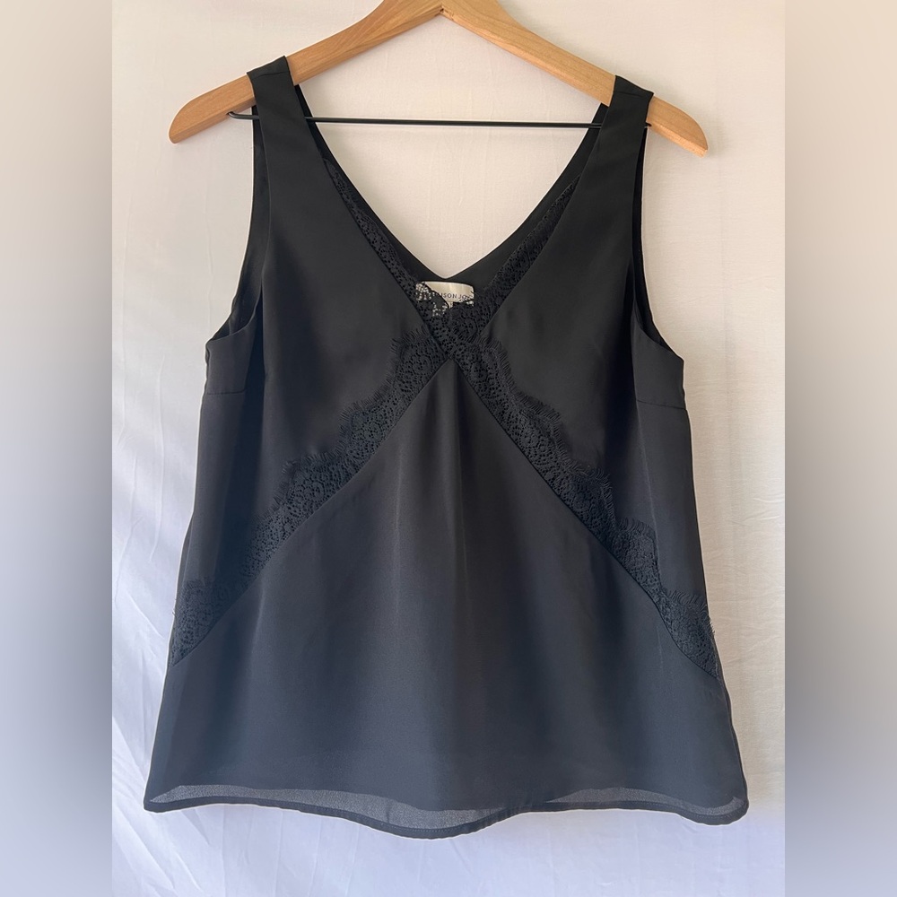 Black V Neck Lace Detailed Tank